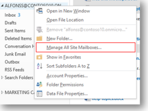 Manage all Site Mailboxes in Outlook